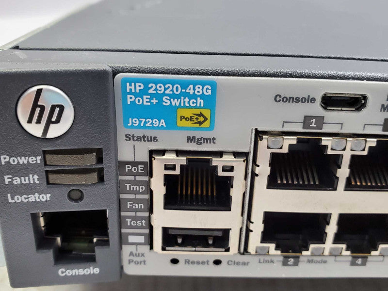 HP ProCurve J9729A 2920-48G POE+ 48-Port GigE Switch _ Reseted )