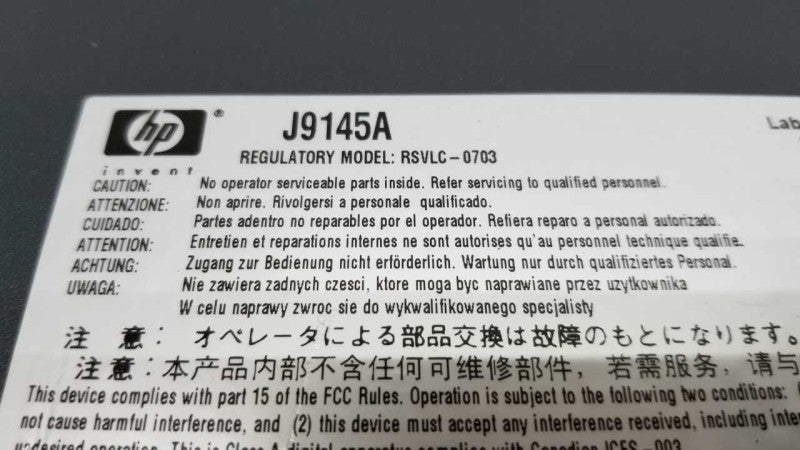 hp procurve 2910al-24g switch j9145a / factory reset  #