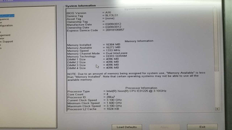 Dell precision T1600 Xeon E3-1225 @ 3.10ghz / 16gb ram / see notes #