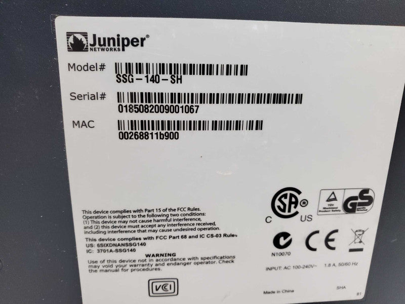 Juniper SSG-140-SH Network Device Firewall VPN Secure Services Gateway )