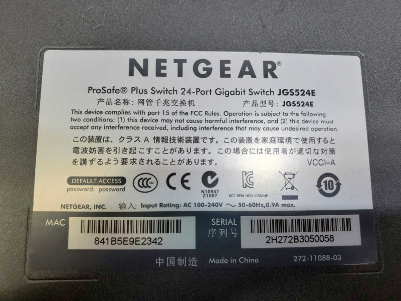 NETGEAR ProSafe Plus JGS524E 24-port Gigabit Ethernet Switch )