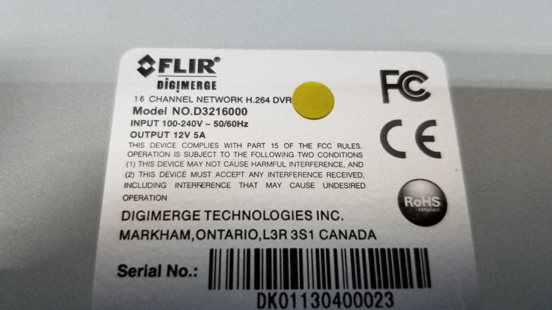 FLIR Digimore 16 channel network H.264 dvr D3216000  #