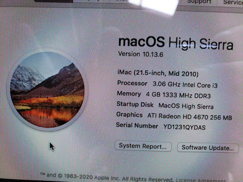 Apple iMac (Mid2010 21.5\\") Broken Glass, i3 3.06GHz 4GB DDR3 500GB HDD (Wiped) |