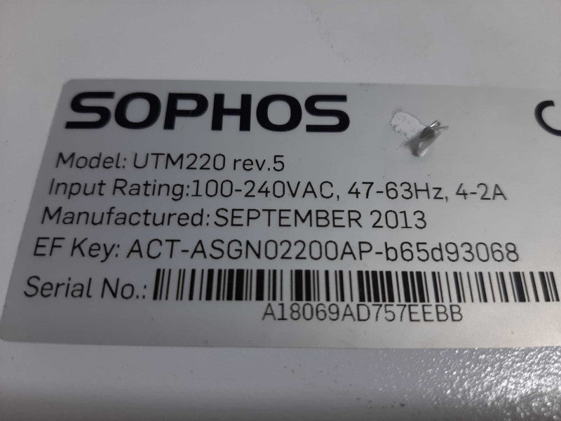 Sophos UTM220 8-Port Gigabit Firewall Gateway, FACTORY RESET ~