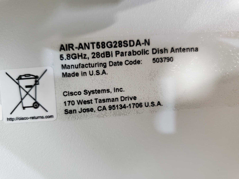 Cisco AIR-ANT58G28SDA-N 5.8GHz 28dBi Parabolic Dish Antenna -No IDU/ODU |