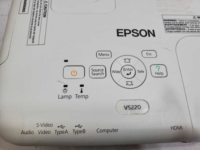 Epson VS220 H592A SVGA 2700 lumens 3LCD Projector, Lamp life 45% used )