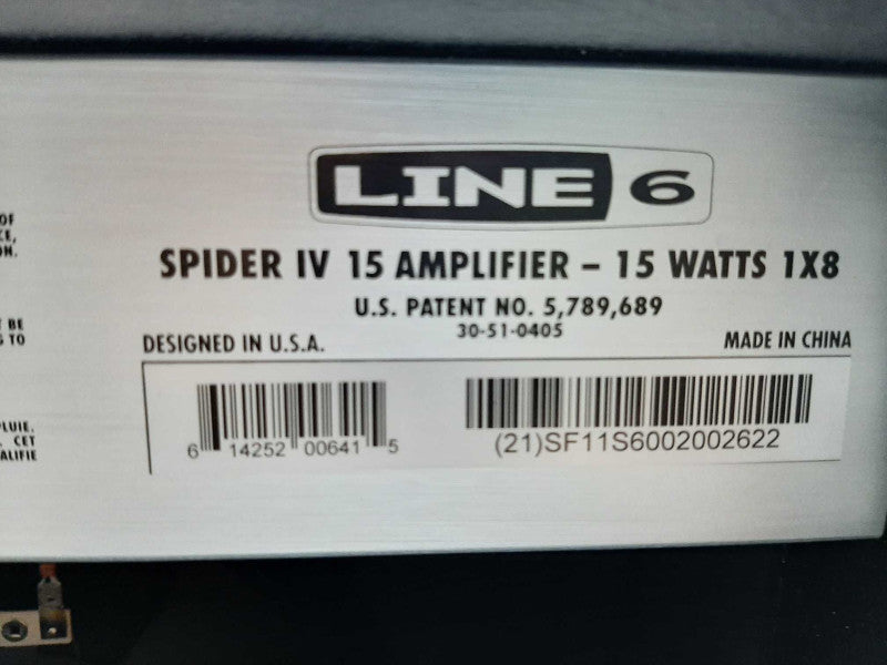 LINE 6 SPIDER IV 15 8 INCH 15 WATT GUITAR AMP AMPLIFIER w/ POWER CORD, TESTED* ~