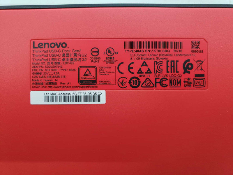 Lenovo ThinkPad USB-C Dock Gen2 40AS0090US Docking Station [