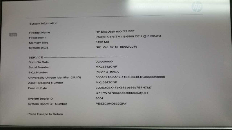 HP Elitedesk 800 G2 SFF i5-6500 @ 3.20ghz / 8gb ram / no hdds #