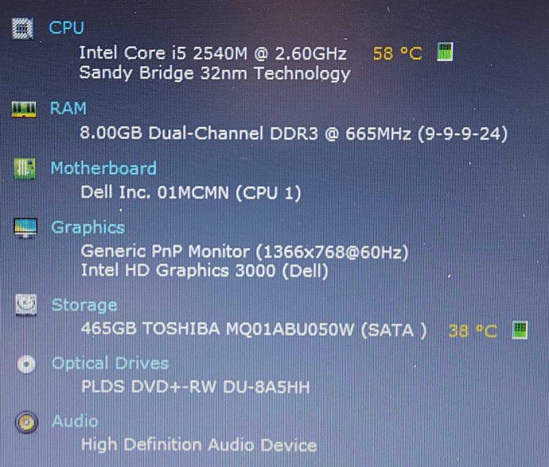 Dell Latitude E6320 i5-2540M 2.6GHz 8GB RAM 500GB HDD  $