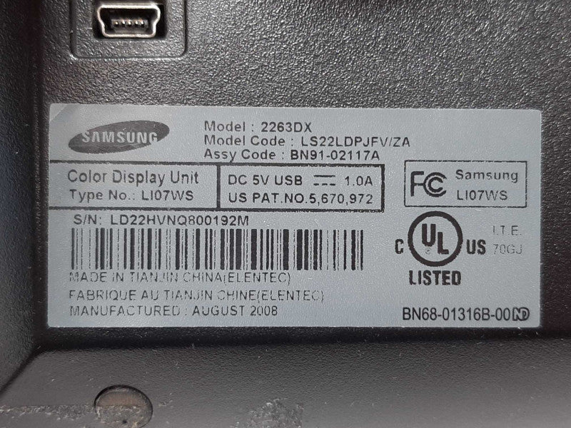 SAMSNG UbiSync7 7\\" USB Monitor 2263DX +