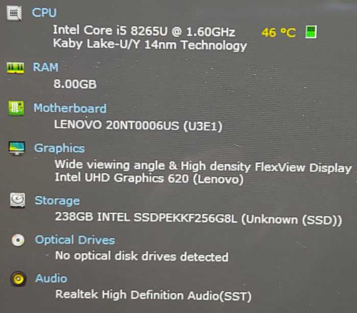 Lenovo ThinkPad L390 Yoga i5-8265U 1.6GHz 8GB RAM 256GB SSD 13.3 $