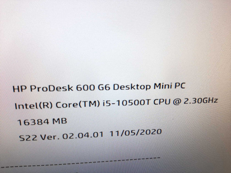 HP ProDesk 600 G6 Mini - Core i5-10500T 2.3GHz 6C/16GB DDR4, NO SSDs, READ* ~