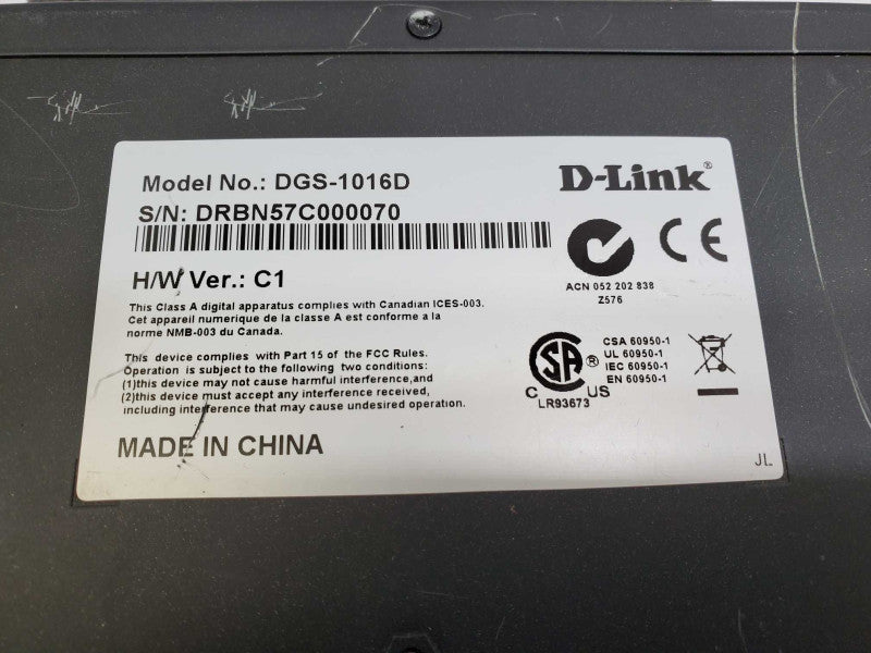 D-LINK DGS-1016D 16 Port Gigabit Ethernet Switch w/ Ears )