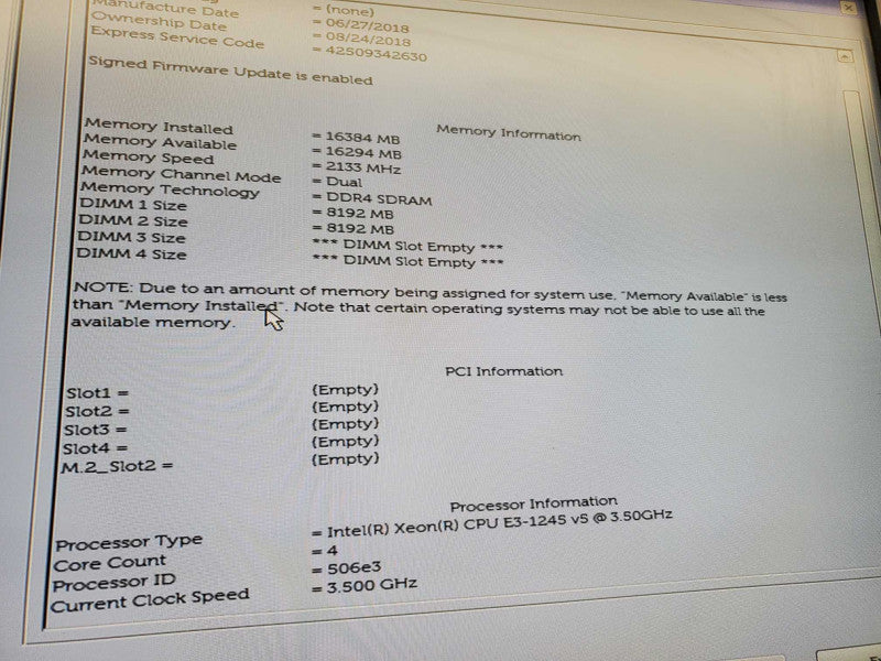 Dell Precision Tower 3620 Xeon E3-1245 v5 @3.5GHz 16GB RAM No HDD )