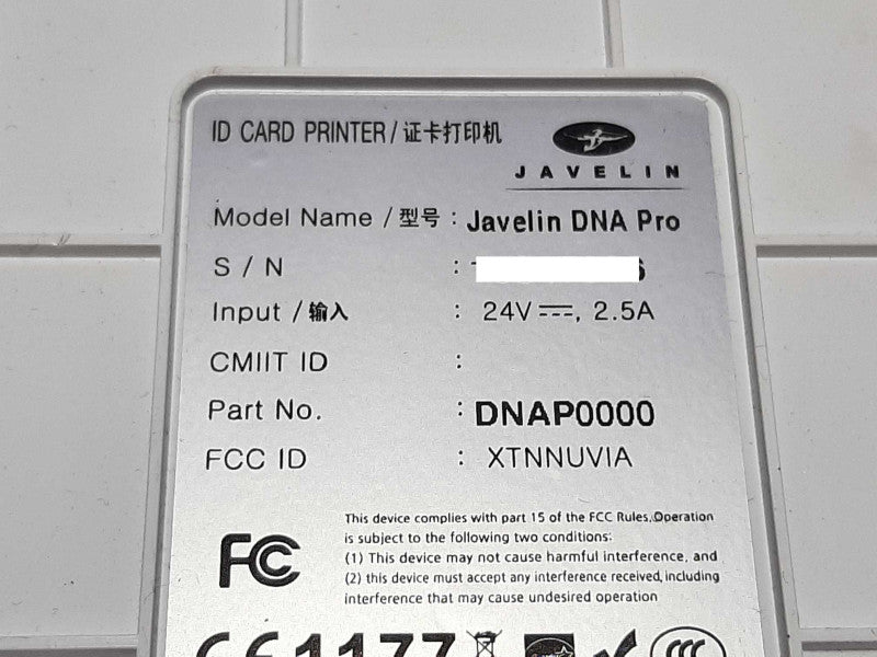 Javelin DNA Pro ID Card Printer DNAP0000 +