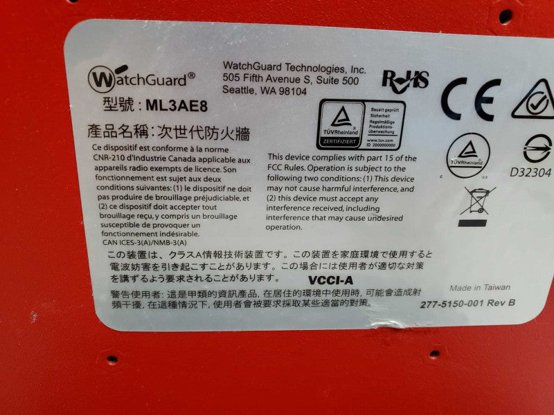 WatchGuard Firebox M300 ML3AE8 8-Port Network Firewall )