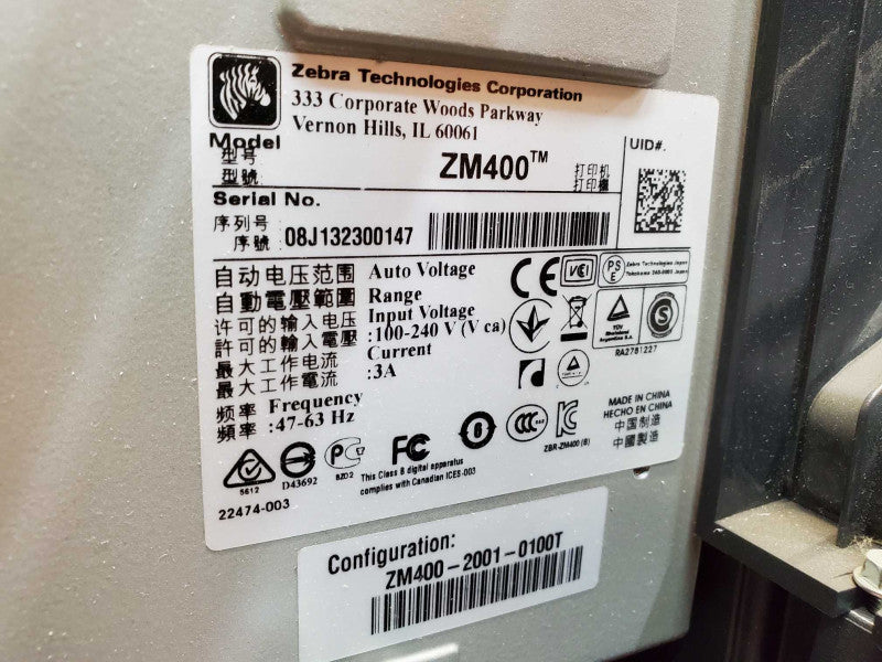 Zebra ZM400 Thermal Label Printer Network Ethernet USB Parallel Serial (
