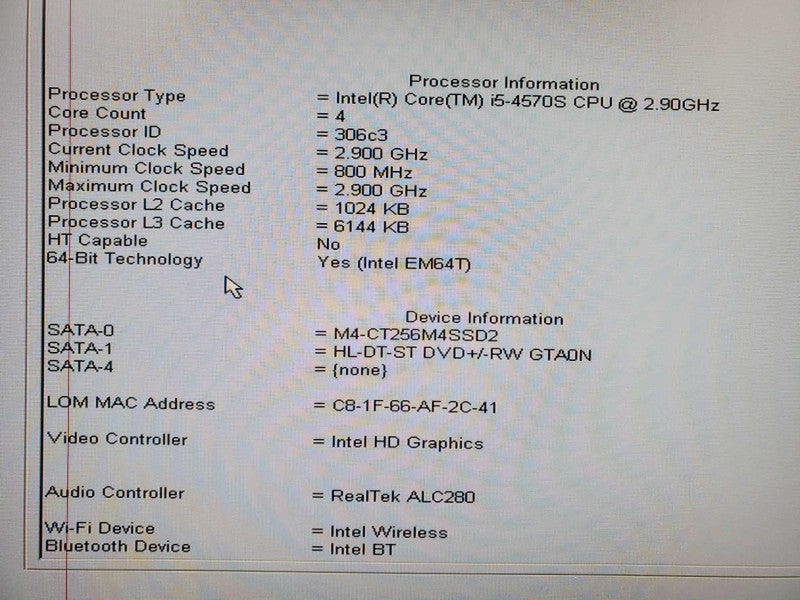 Dell Optiplex 9020 All-in-One Intel Core i5-4570S @ 2.90Ghz 8GB 250GB SSD )