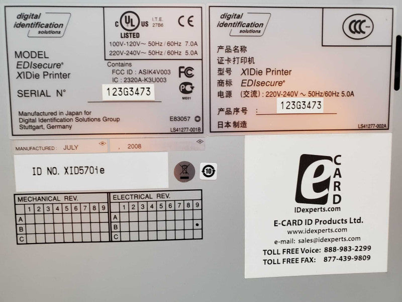 EDIsecure 570ie ID Card dual sided printer (network/USB) (