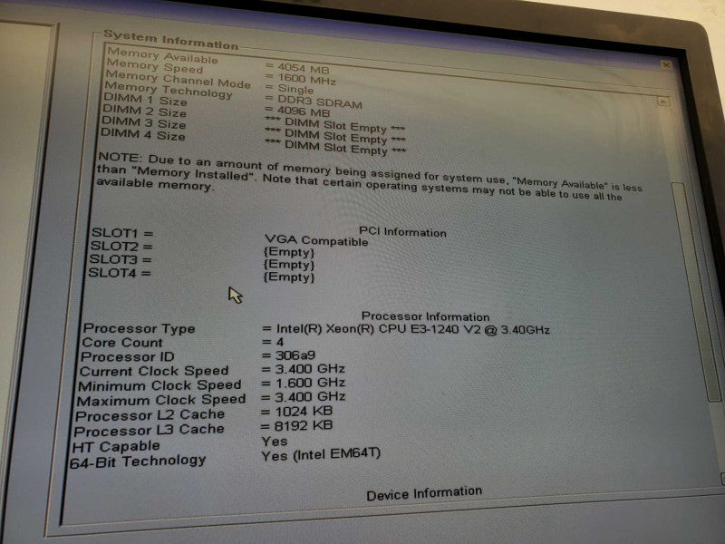 Dell Precision T1650 Xeon E3-1240 v2 @ 3.40GHz 4GB RAM No HDD No GPU )
