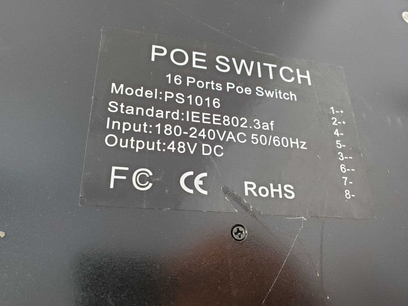 Network LAN Switch Ethernet 16-Port PS-1016E POE (
