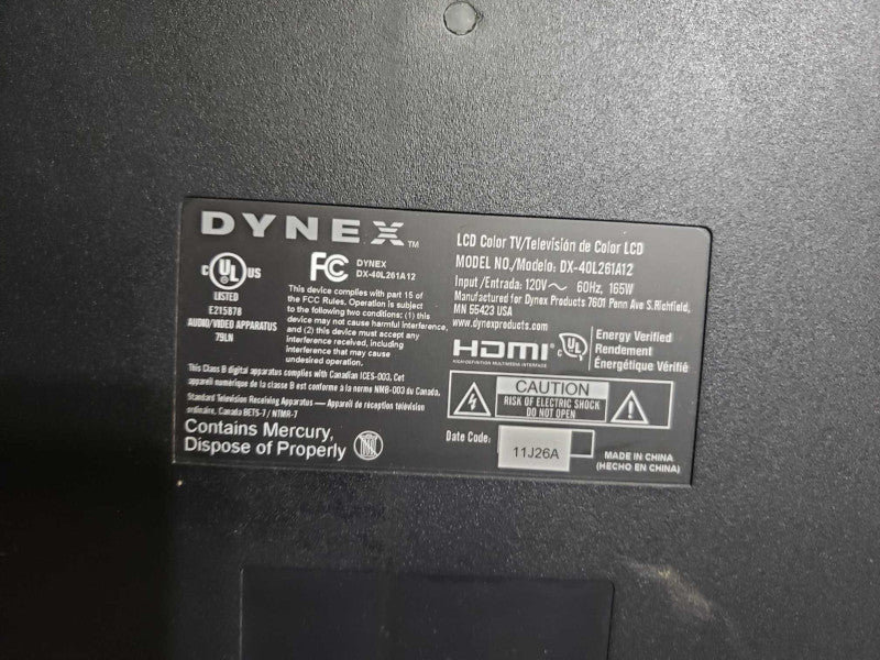 DYNEX LCD Color TV DX-40L261A12  [