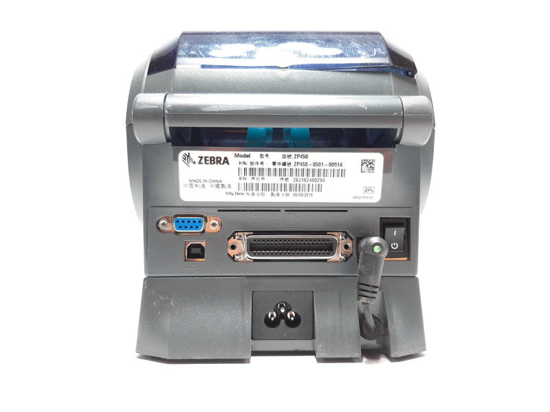 Zebra ZP 450 Thermal Label Printer ZP450-0501-0001A w/ AC Adapter +