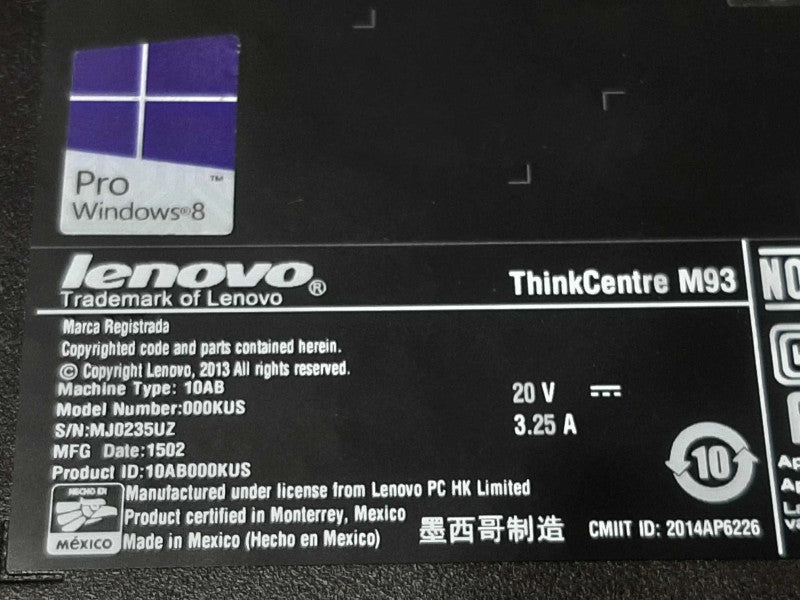 Lenovo ThinkCentre M93p i5-4570T 2.9GHz DC/8GB, NO SSDs ~