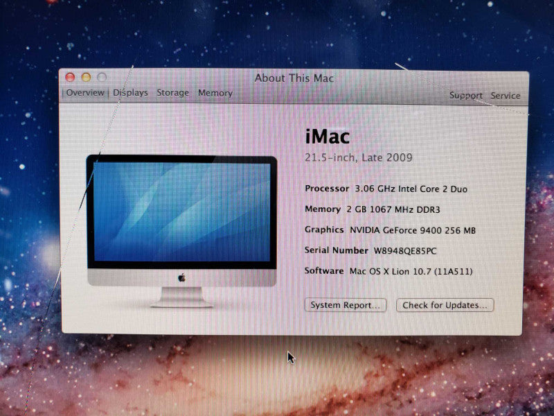 APPLE iMAC 21.5 inch 2009 Core 2 Duo 3.06GHz 2GB DDR3GeForce 9400 500GB HDD [