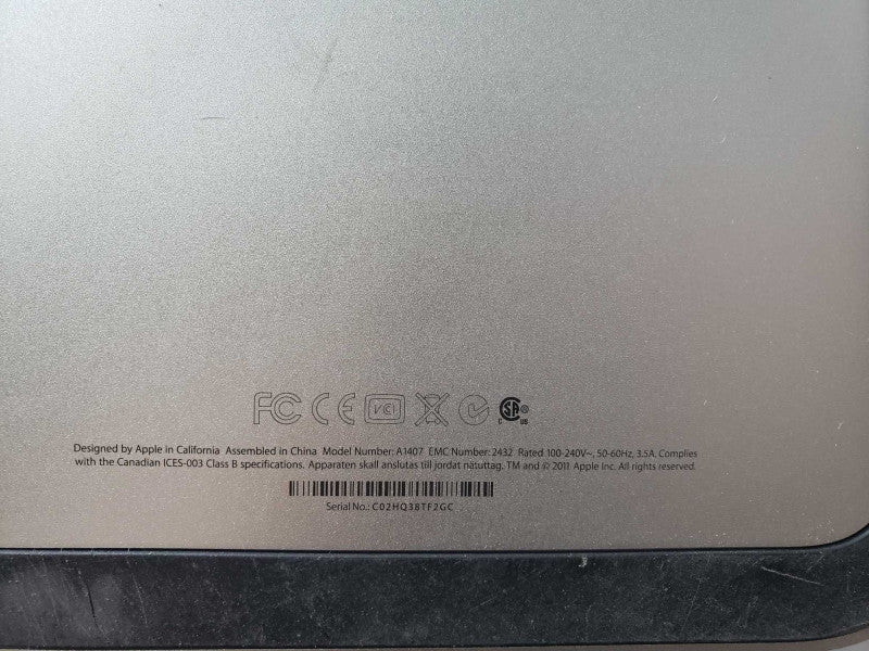 APPLE 27-inch Thunderbolt Monitor A1407 LCD 2560 X 1440 Display [