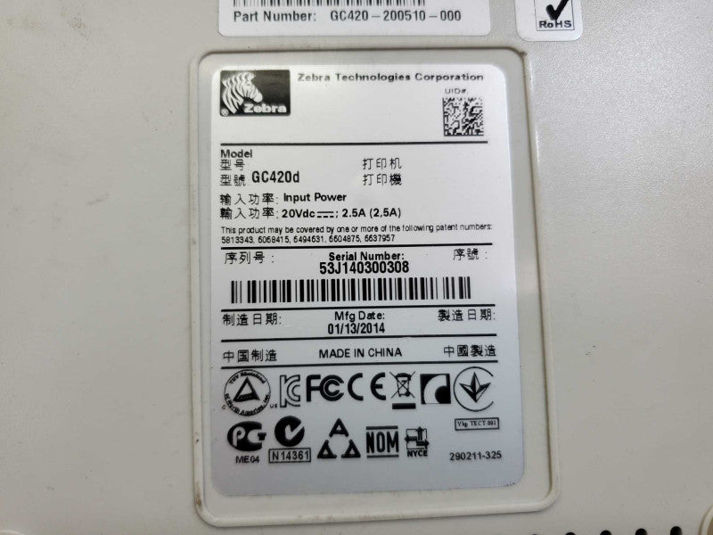 Zebra Thermal Printer, Model GC420d, Direct Thermal USB Serial Label Printer )