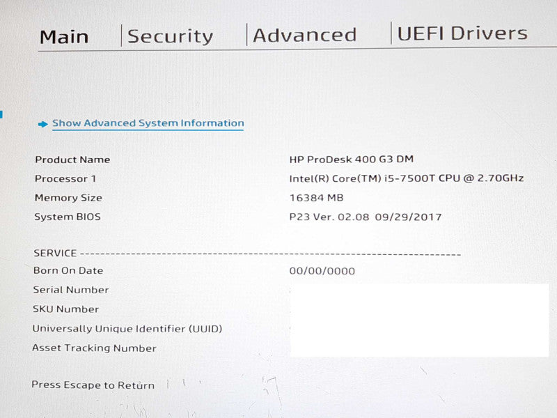 HP ProDesk 400 G3 DM i5-7500T @ 2.7GHz 16GB RAM - NO HDD +