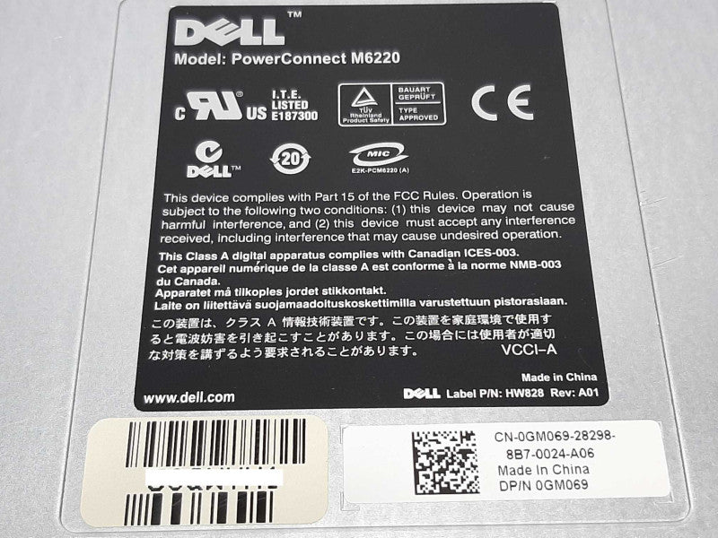 DELL PowerConnect M6220 Switch Module - HW828 CN-0GM069-28298 +