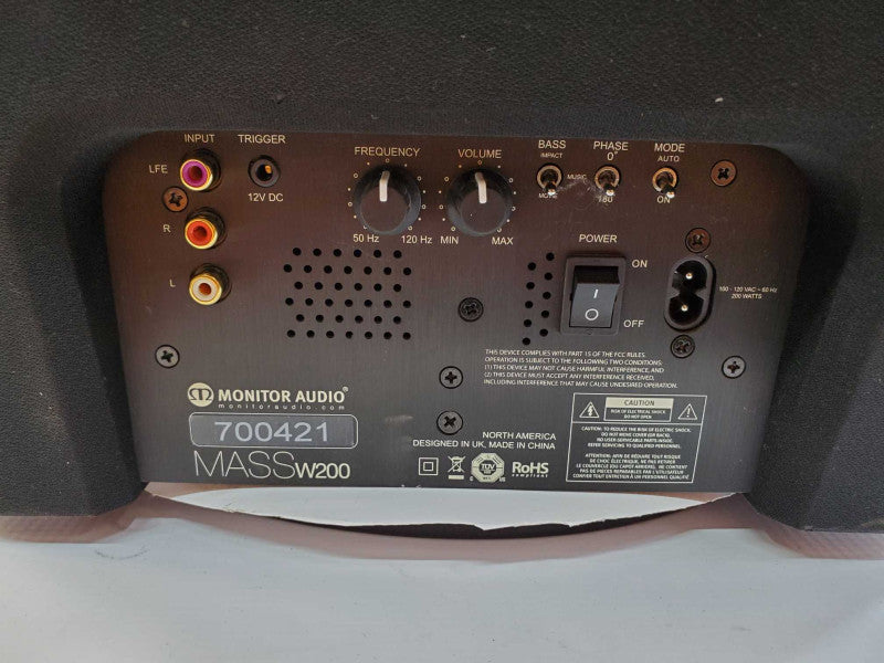 Monitor Audio Mass W200 Active Powered Home Cinema Subwoofer [See Notes] (