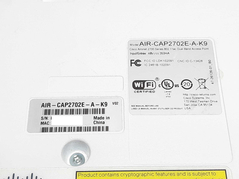 Cisco AIR-CAP2702E-A-K9 802.11n Aironet 2700 Series Wireless Access Point +