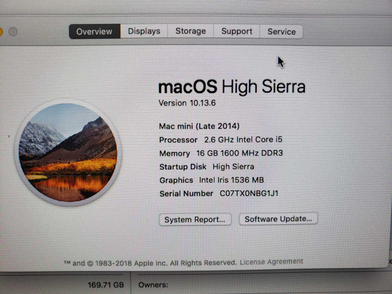 APPLE Mac Mini Late 2014Core i5 2.5GHz 16GB DDR3 Intel Iris NO HDD [