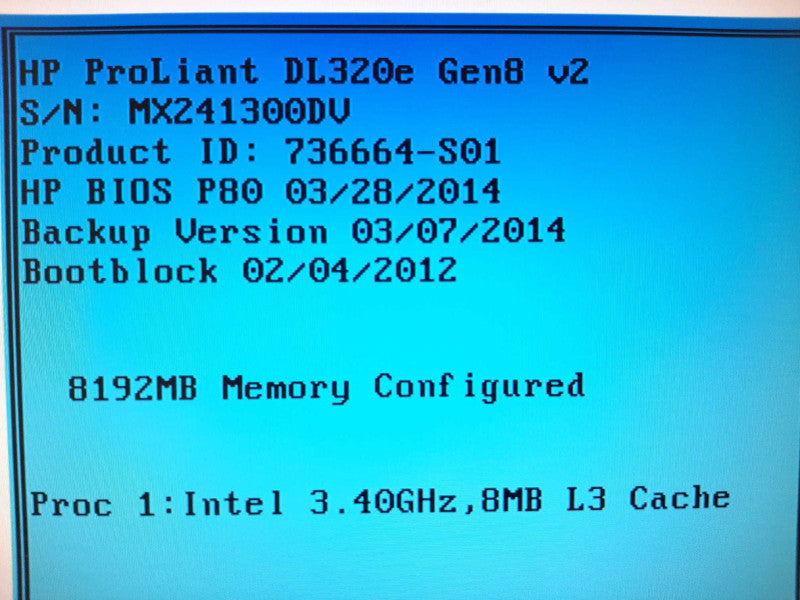 HP Server ProLiant DL320e Gen8 v2 Xeon E3-1240 v3 3,4GHz QC/8GB, B120i, NO HDD ~