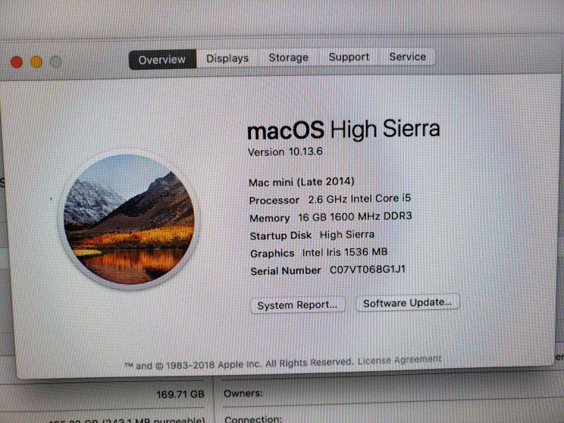 APPLE Mac Mini Late2014 Core i5 2.6GHz 16GB DDR3 Intel Iris No HDD [