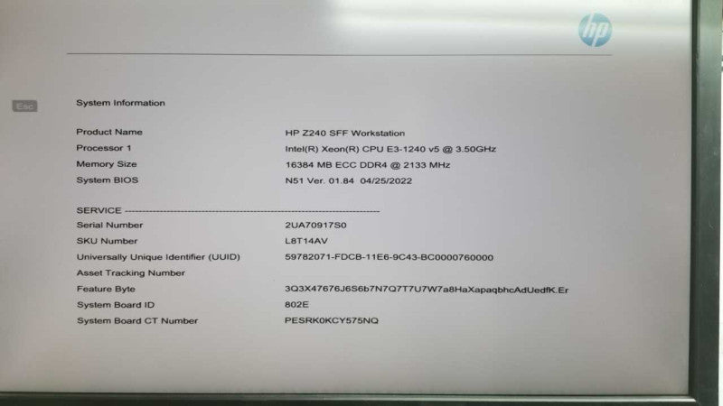 Hp Z240 SFF Workstation Xeon E3-1240 V5 @ 3.50ghz / 16gb ram / see notes #