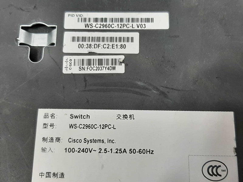 Cisco Catalyst WS-C2960C-12PC-L V04 12-Port PoE Switch Cisco 2960C-12PC-L FACTORY RESET ~