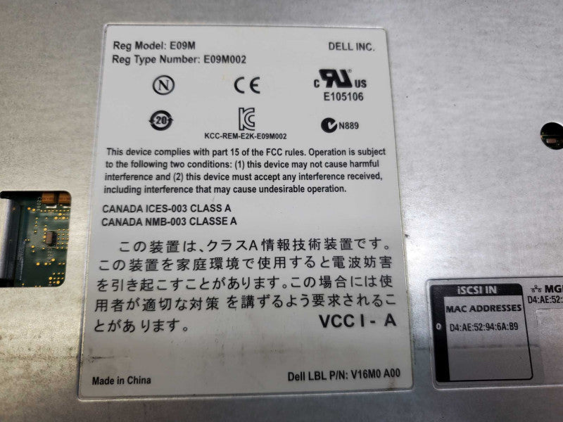 Dell EqualLogic E09M E09M001  Control Module 14 )
