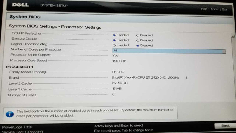 Dell poweredge T320 Xeon E5-2420 @ 1.90ghz / 12gb ram / H310 ctrl #