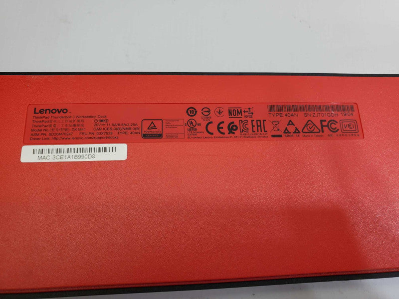 Lenovo ThinkPad Thunderbolt 3 Workstation Dock Gen 2 , Model DK1841, 40AN )