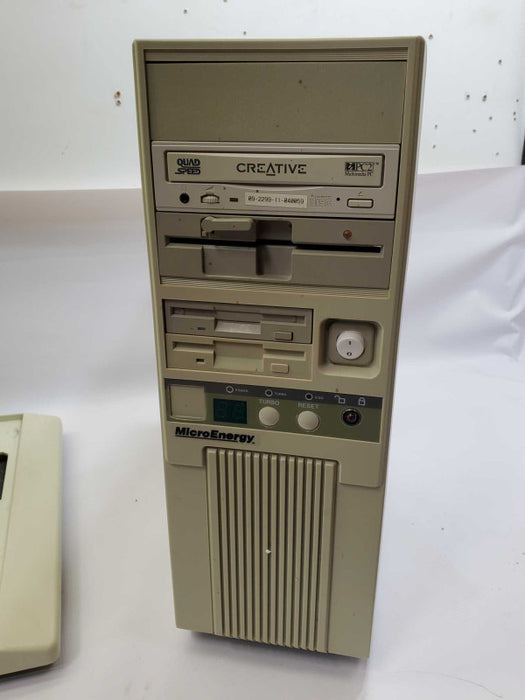 Vintage Microenergy Tower PC with Mouse and Keyboard )