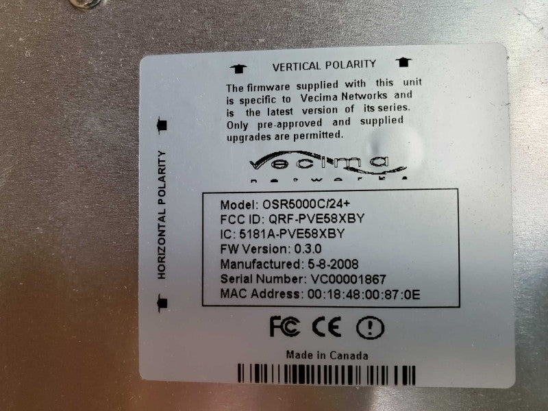Tranzeo Wireless Technologies  Model OSR5000C/24+ )