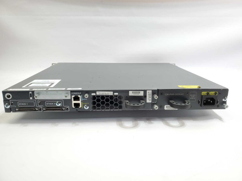 Cisco Catalyst WS-C3750E-48TD-S 48 Port Gigabit Switch w/C3K-PWR-265WAC_Resest )