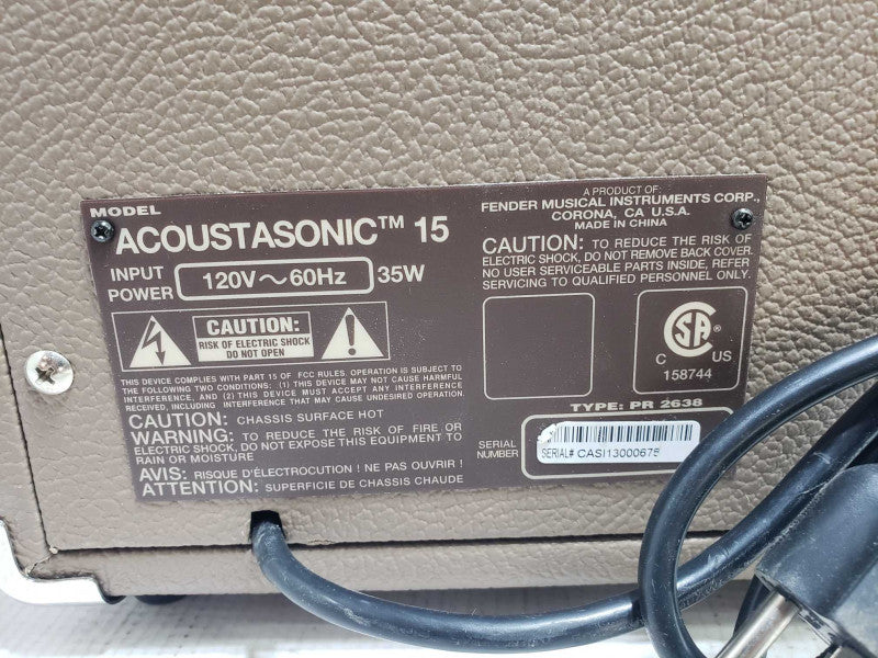 Fender Acoustasonic 15-Watt Acoustic Guitar Amplifier - Brown [