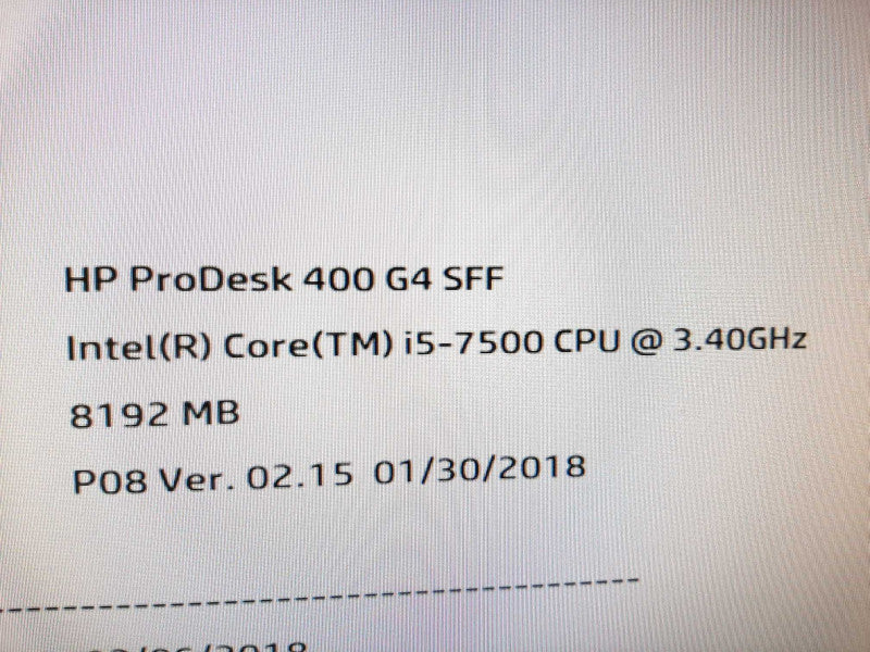 HP ProDesk 400 G4 SFF, i5-7500 3.4GHz/8GB, No HDDs. ~