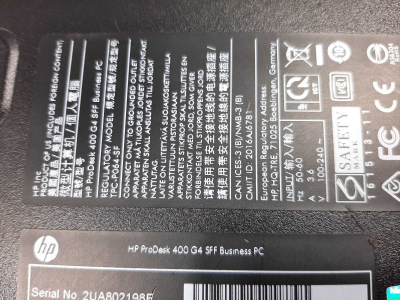 HP ProDesk 400 G4 SFF, i5-7500 3.4GHz/8GB, No HDDs. ~